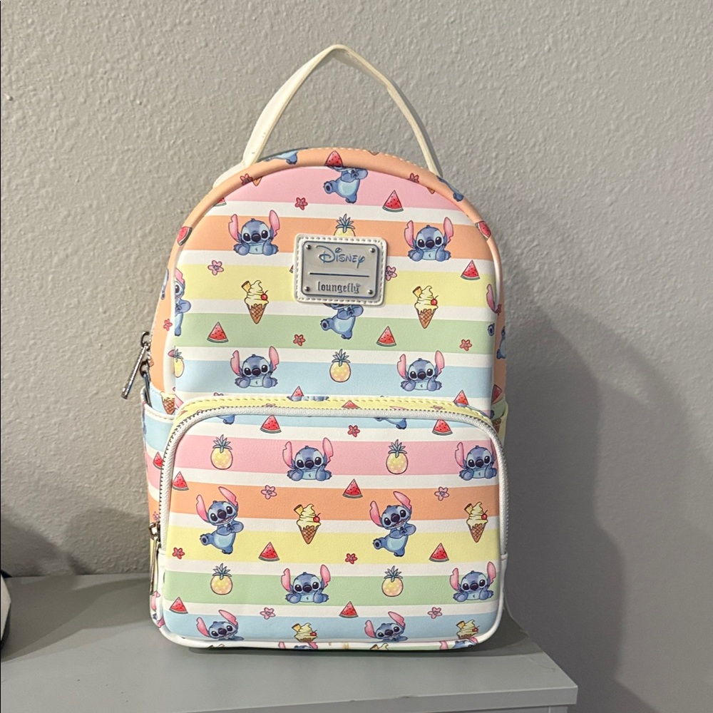 Disney Stitch Pastel Striped Backpack